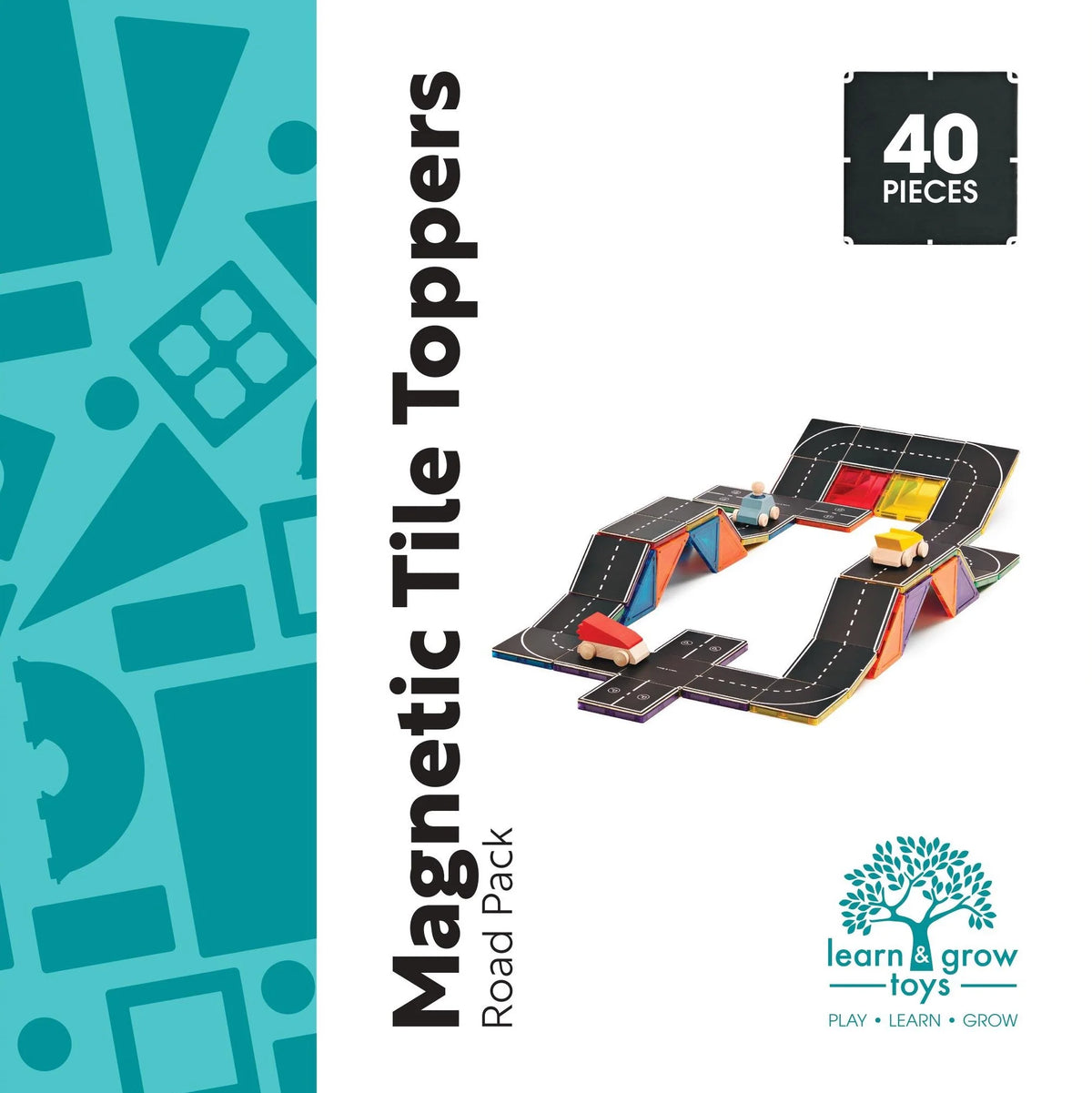 Learn &amp; Grow Magnetic Tile Toppers - Road Pack (40 Pieces)