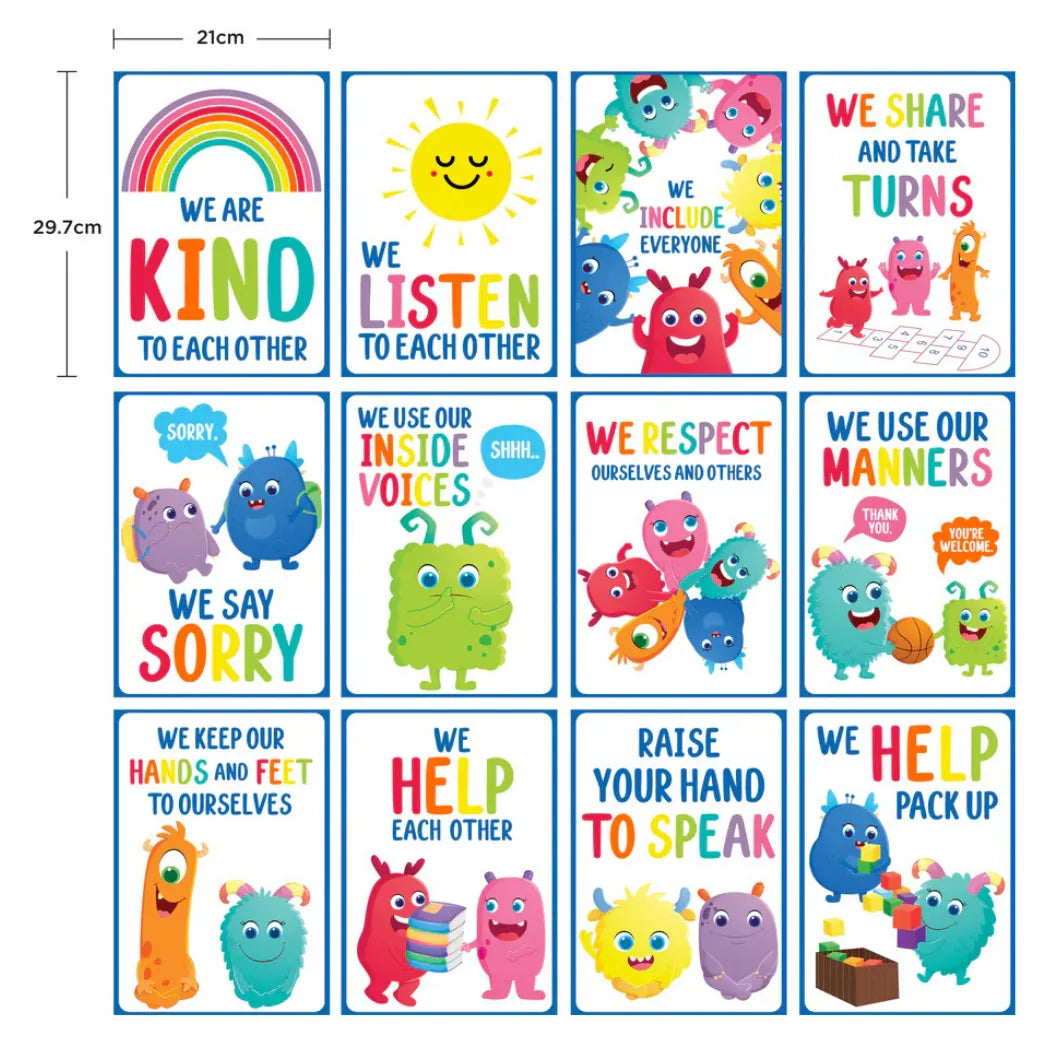 Giggle & Grow Classroom Rules Poster - Set of 12