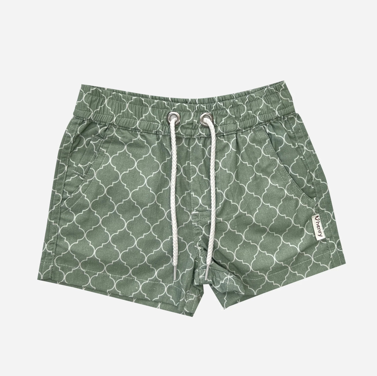 Love Henry Boys Sonny Shorts - Green Geo Print