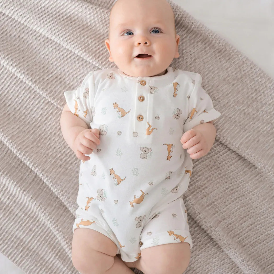 Lummi in Colour Baby Romper - Kangaroo and Koala