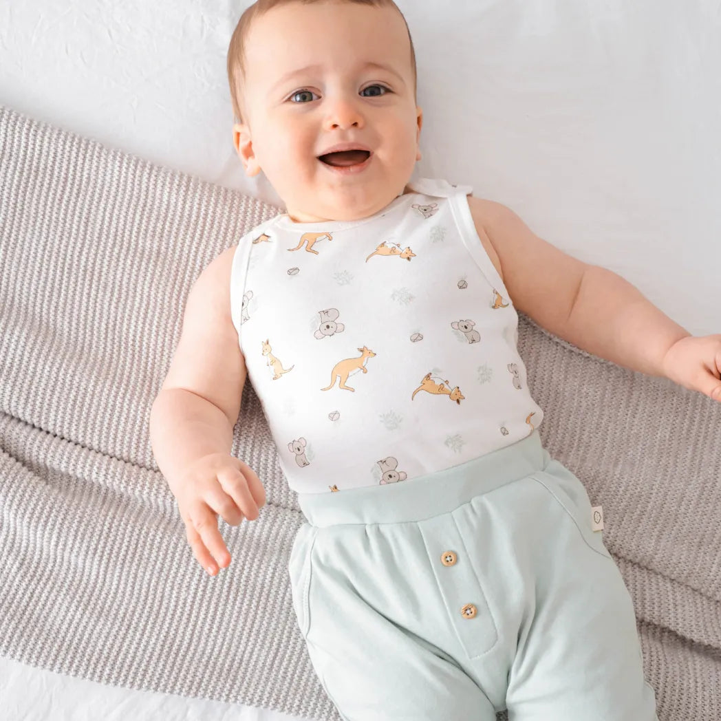 Lummi in Colour Baby Singlet Bodysuit - Kangaroo and Koala