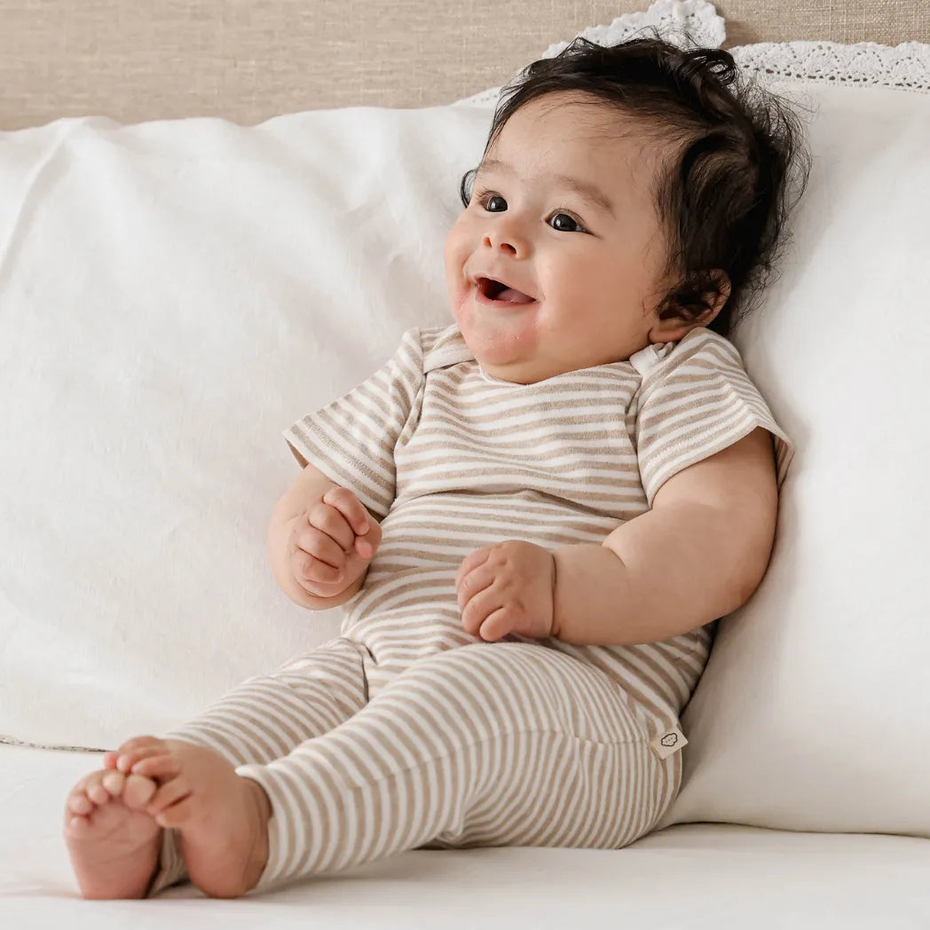 Lummi in Colour Comfy Baby Leggings - Oat Stripes