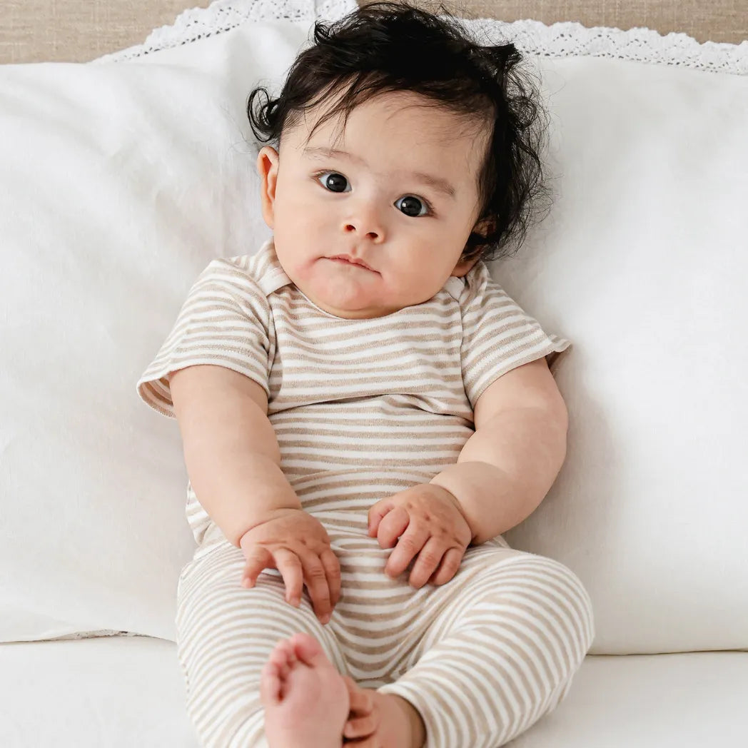 Lummi in Colour Comfy Baby Leggings - Oat Stripes