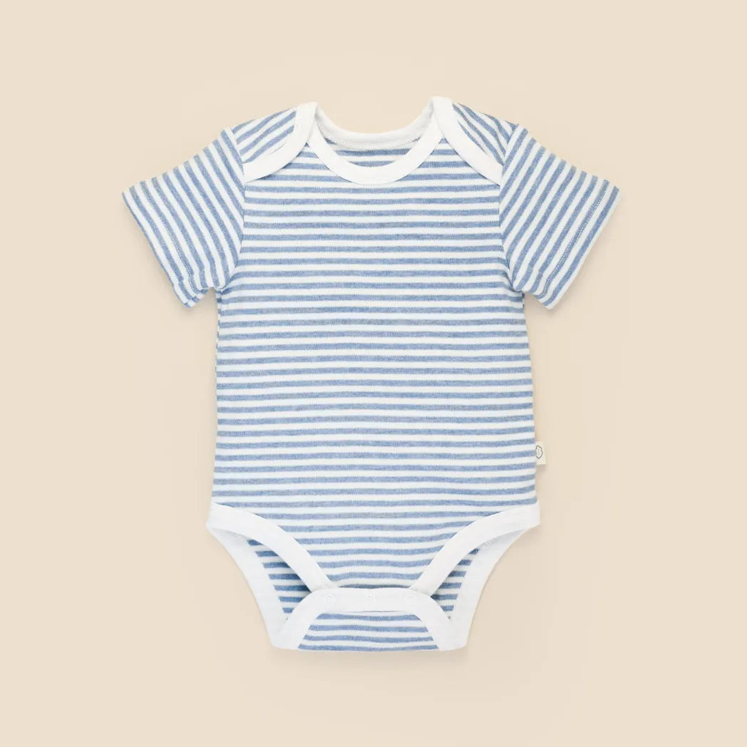 Lummi in Colour Comfy Baby Short Sleeve Bodysuit - Blue Stripes
