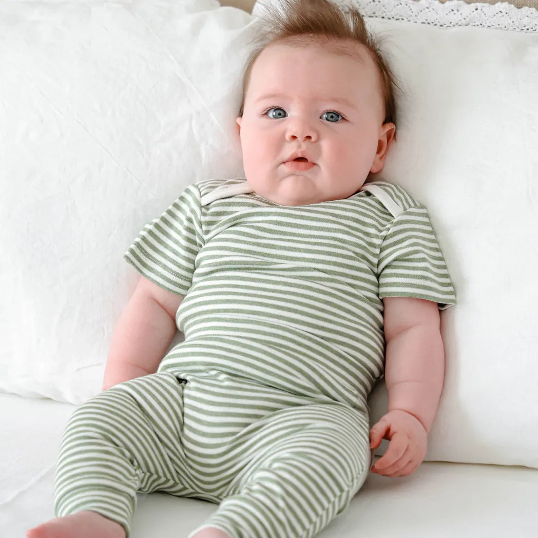 Lummi in Colour Comfy Baby Short Sleeve Bodysuit - Forest Stripes