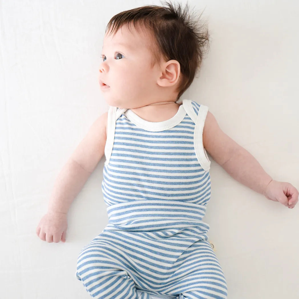 Lummi in Colour Comfy Baby Singlet Bodysuit - Blue Stripes