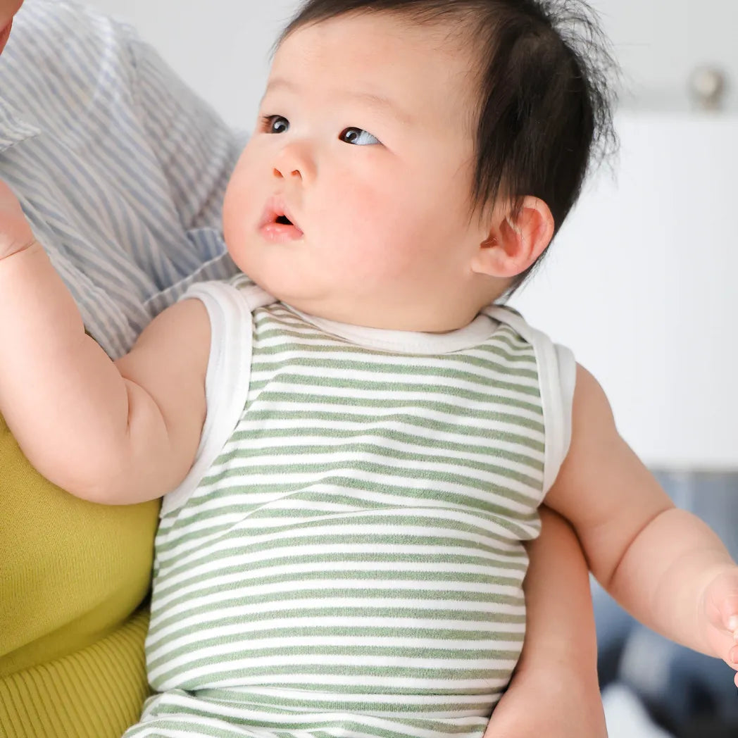 Lummi in Colour Comfy Baby Singlet Bodysuit - Forest Stripes