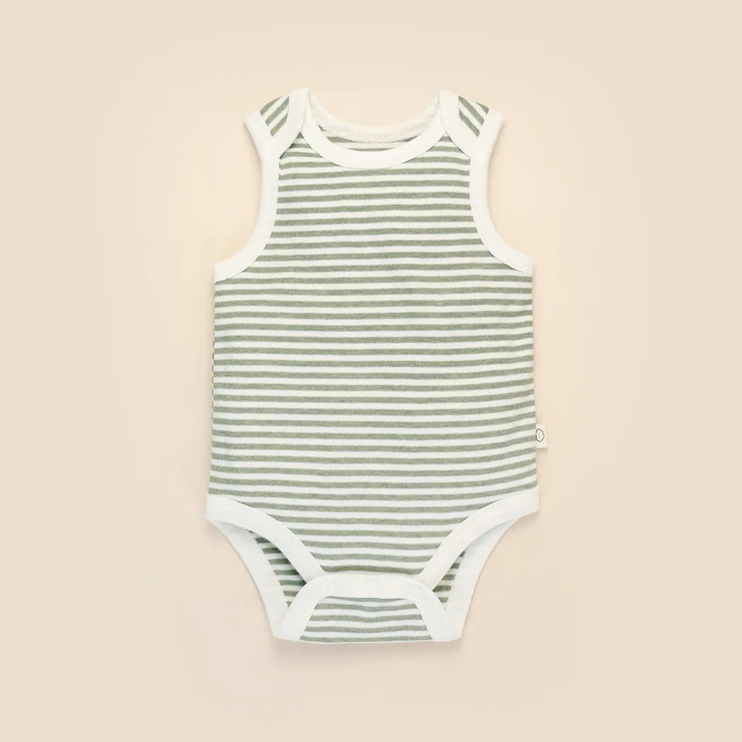 Lummi in Colour Comfy Baby Singlet Bodysuit - Forest Stripes