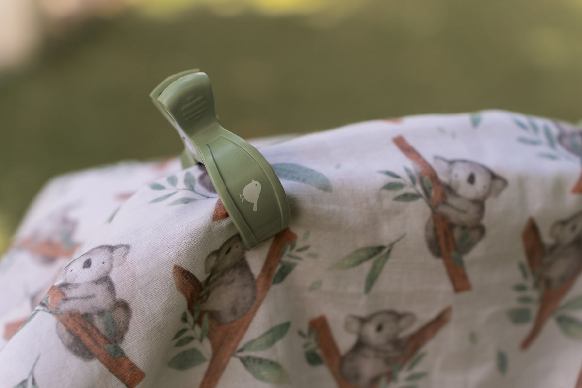 Emotion &amp; Kids Koala Muslin Wrap &amp; Sage Pram Clips