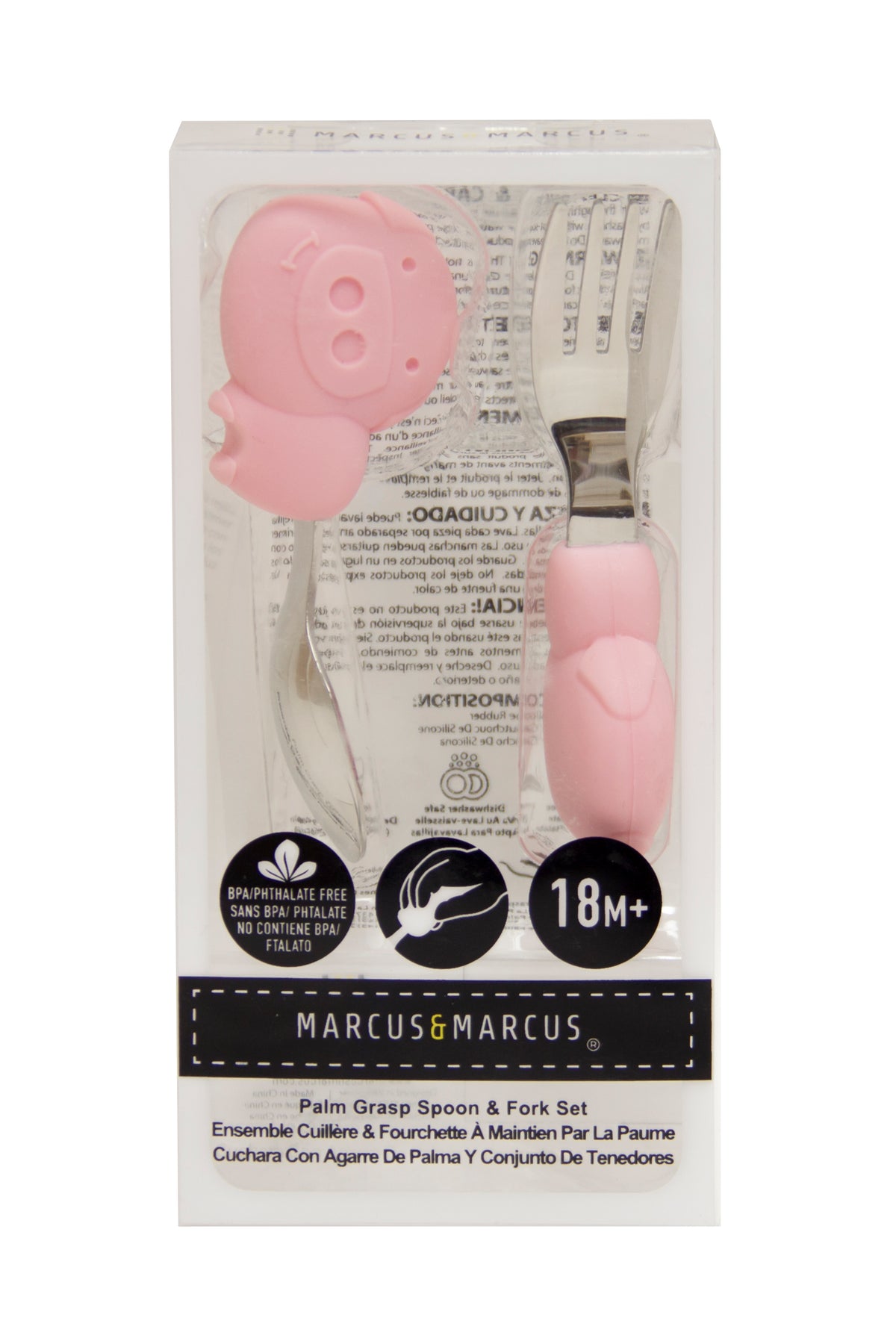 Palm Grasp Spoon and Fork Set - Pig