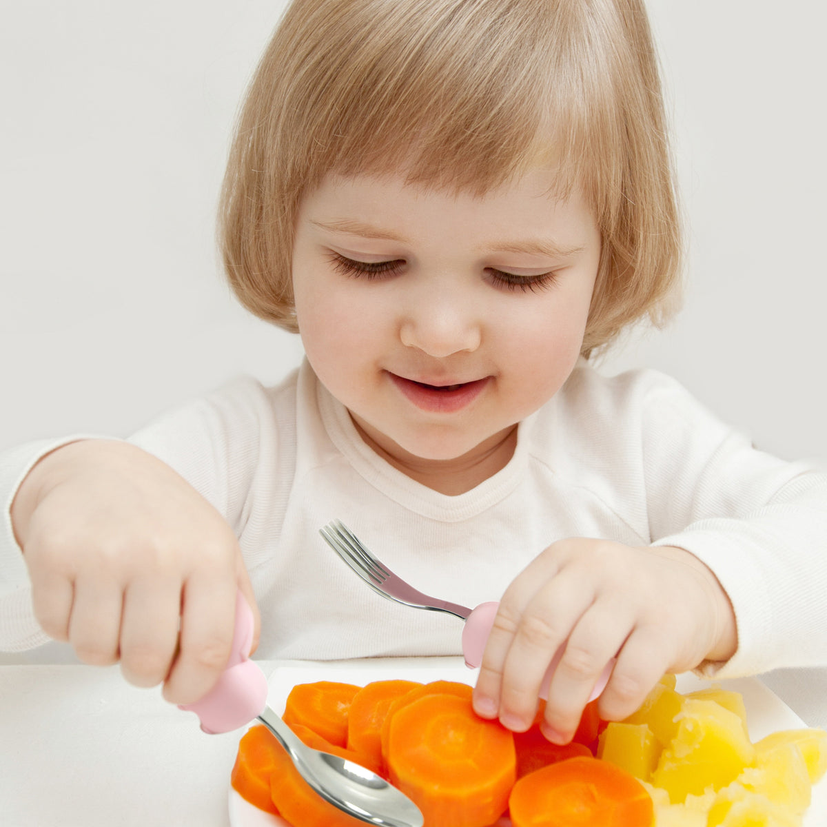 Palm Grasp Spoon and Fork Set - Pig