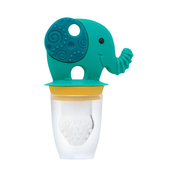 Marcus & Marcus Silicone Self Feeder N Pop in green Elephant design, BPA-free 3-in-1 feeder, teether, and popsicle mould for babies