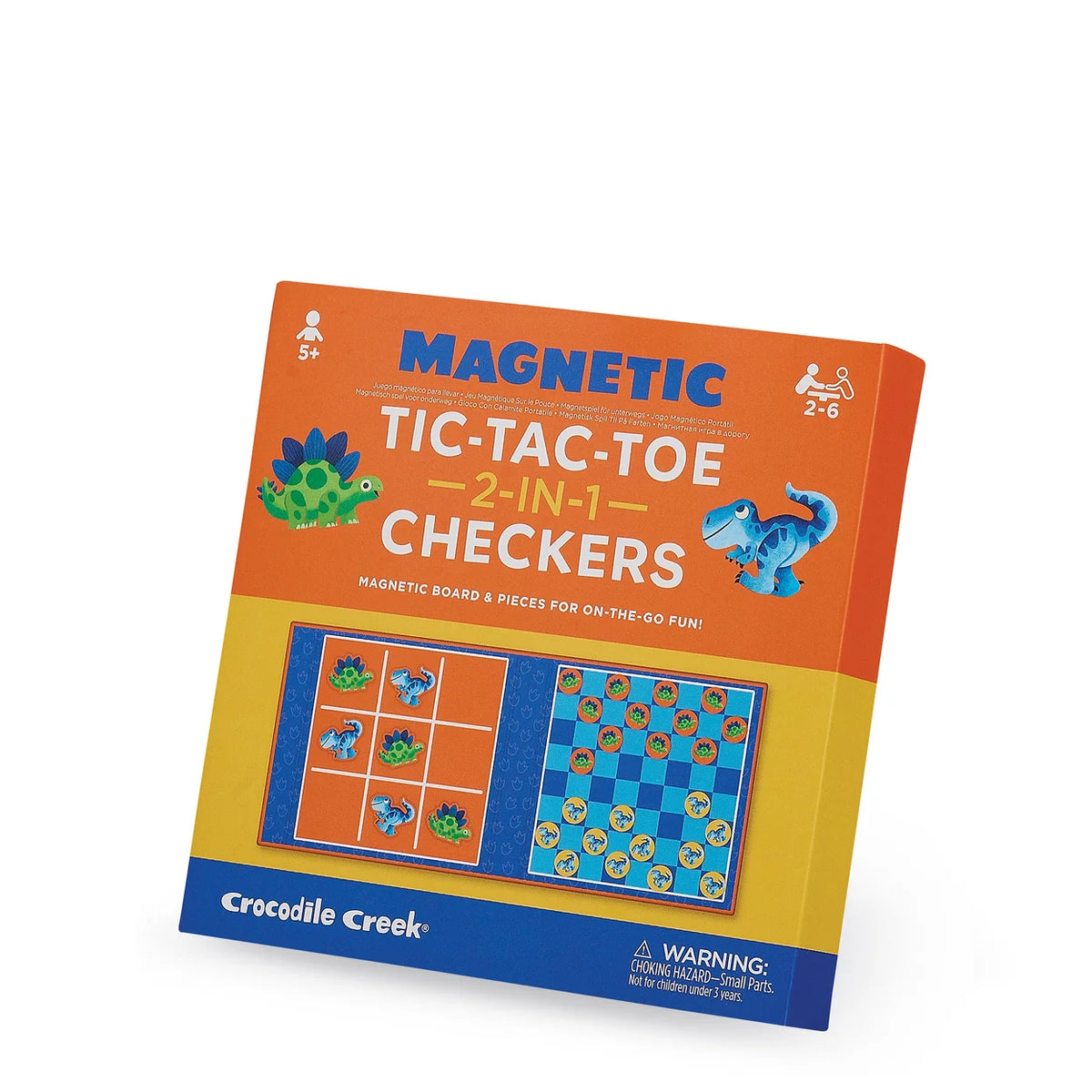 Crocodile Creek Magnetic Game - Tic Tac Toe & Checkers - Dino