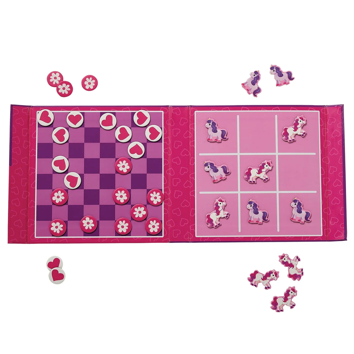 Crocodile Creek Magnetic Game - Tic Tac Toe & Checkers - Unicorn