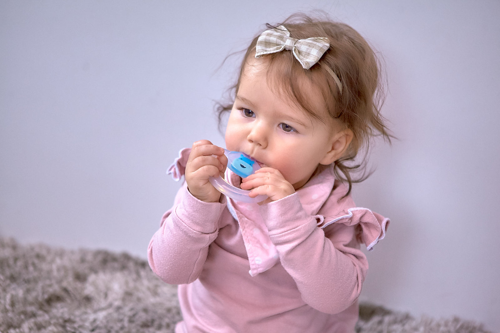 Marcus & Marcus Baby Teething Toothbrush in blue Hippo design, BPA-free silicone toothbrush with soft bristles and textured gum relief