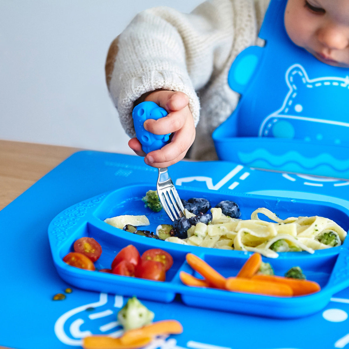 Palm Grasp Spoon and Fork Set - Hippo