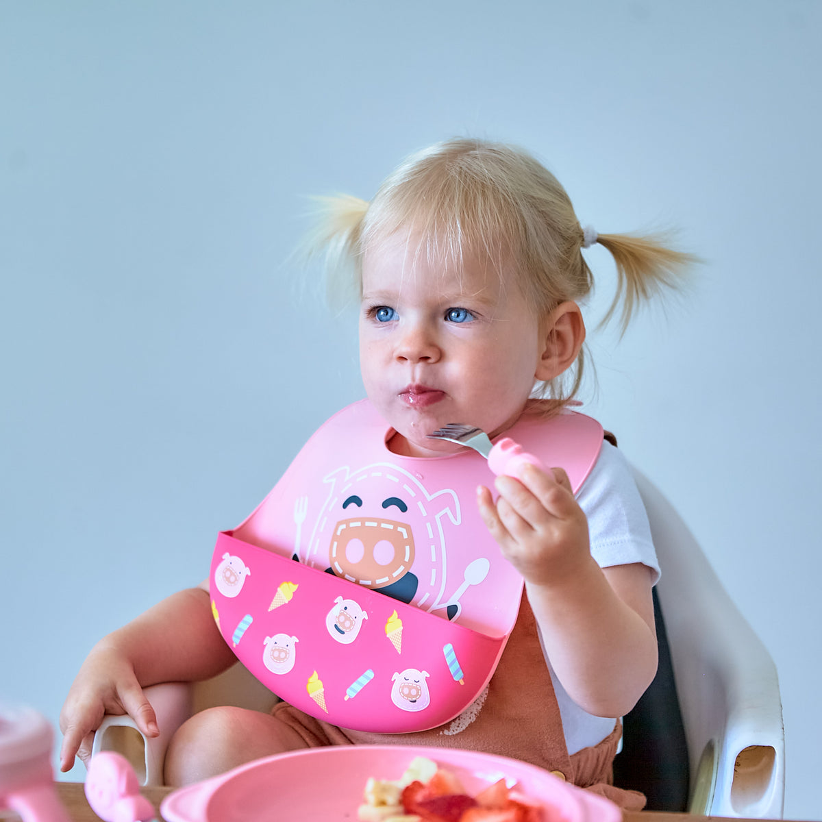 Palm Grasp Spoon and Fork Set - Pig
