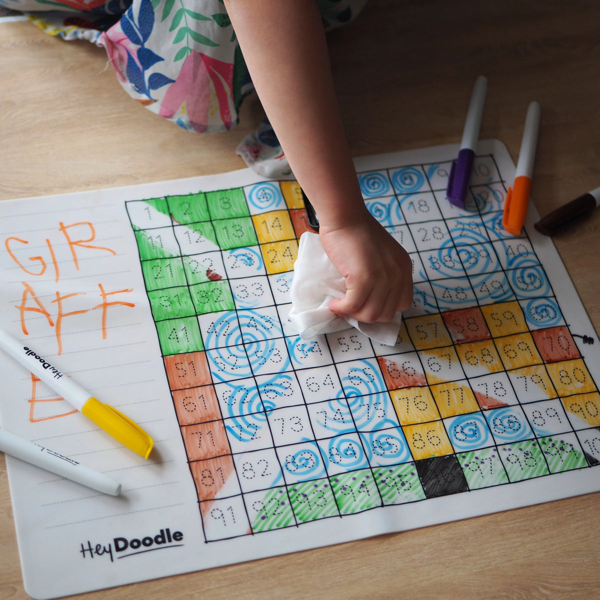 HeyDoodle Reusable Colouring Placemat - 100 Squares