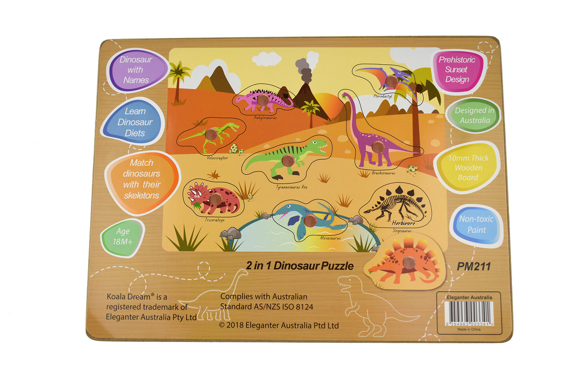 Koala Dream 2 in 1 Dinosaur Peg Puzzle