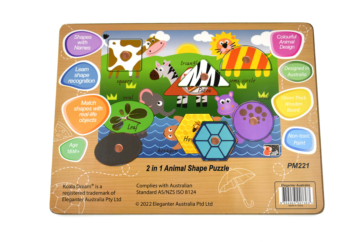 Koala Dream 2 in 1 Animal Shape Peg Puzzle