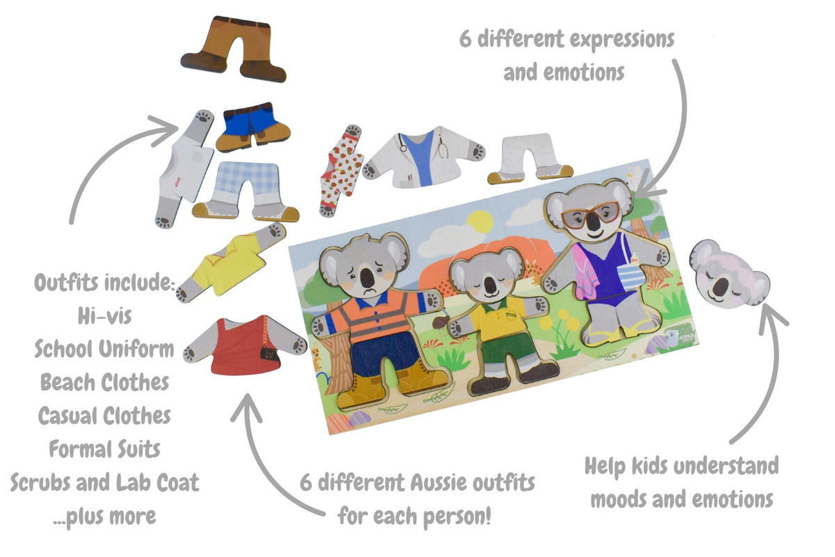 Koala Dream Dressing Koala Family with Expressions Puzzle