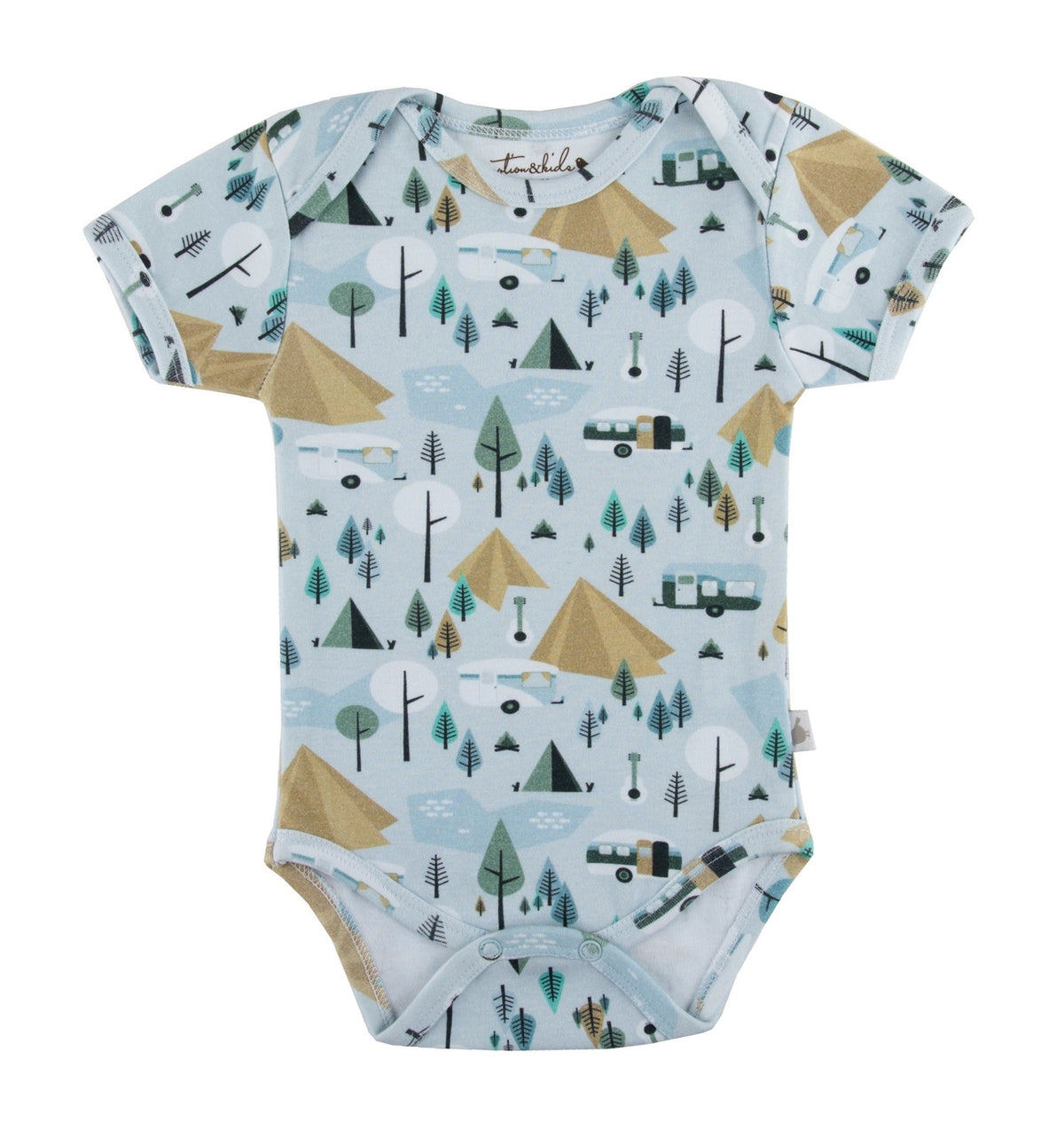 Emotion &amp; Kids Retro Camping Organic Cotton Short Sleeve Bodysuit