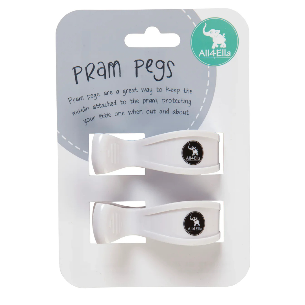 All4Ella Pram Pegs 2pk - White