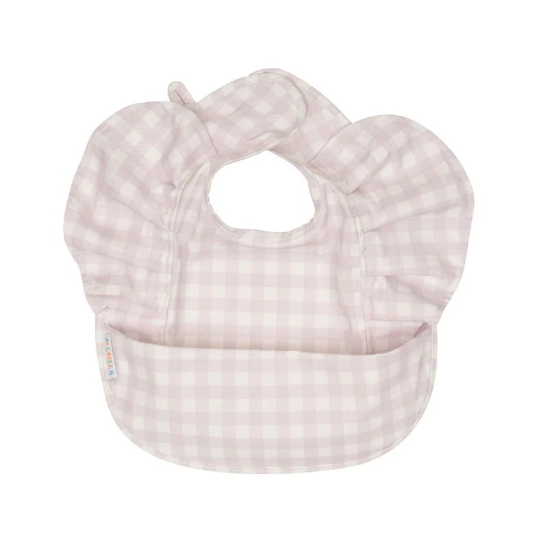 All4Ella Recycled frills bib - Gingham Purple