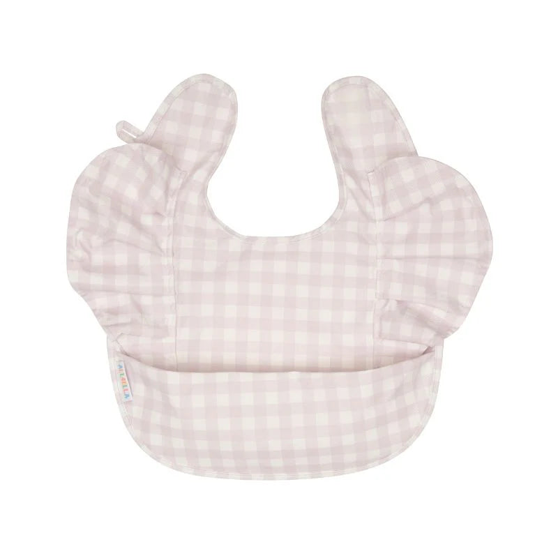 All4Ella Recycled frills bib - Gingham Purple