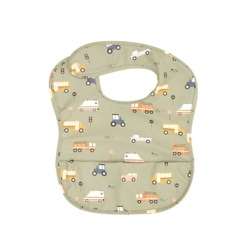 All4Ella Recycled Pouch Bib- Trucks