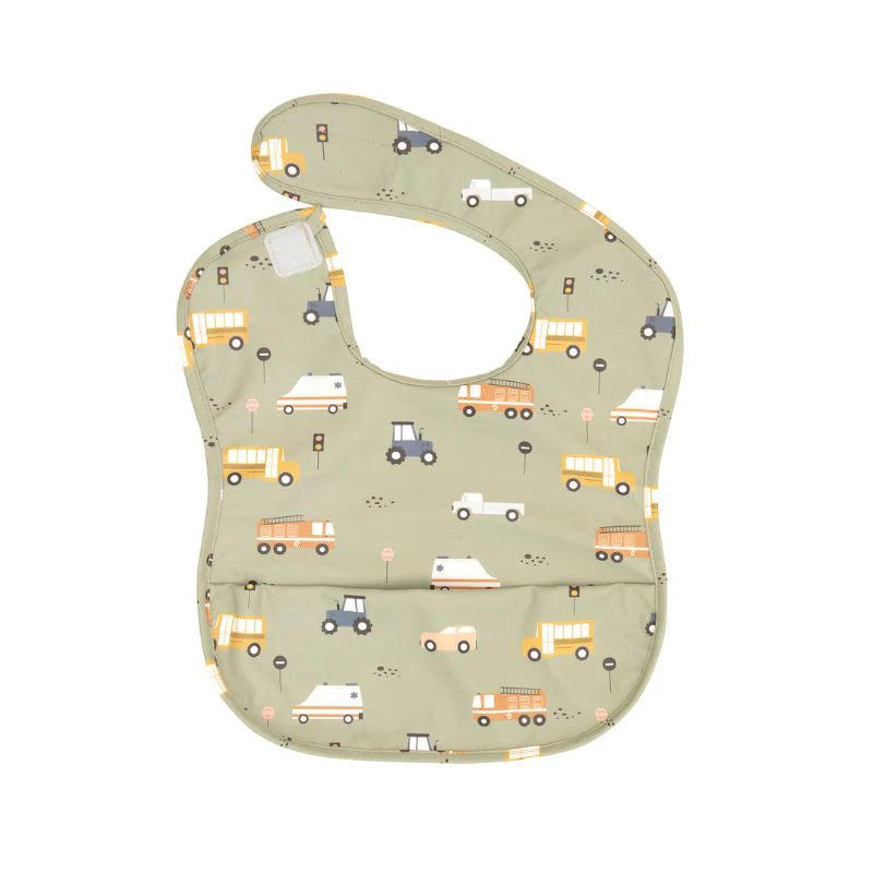 All4Ella Recycled Pouch Bib- Trucks