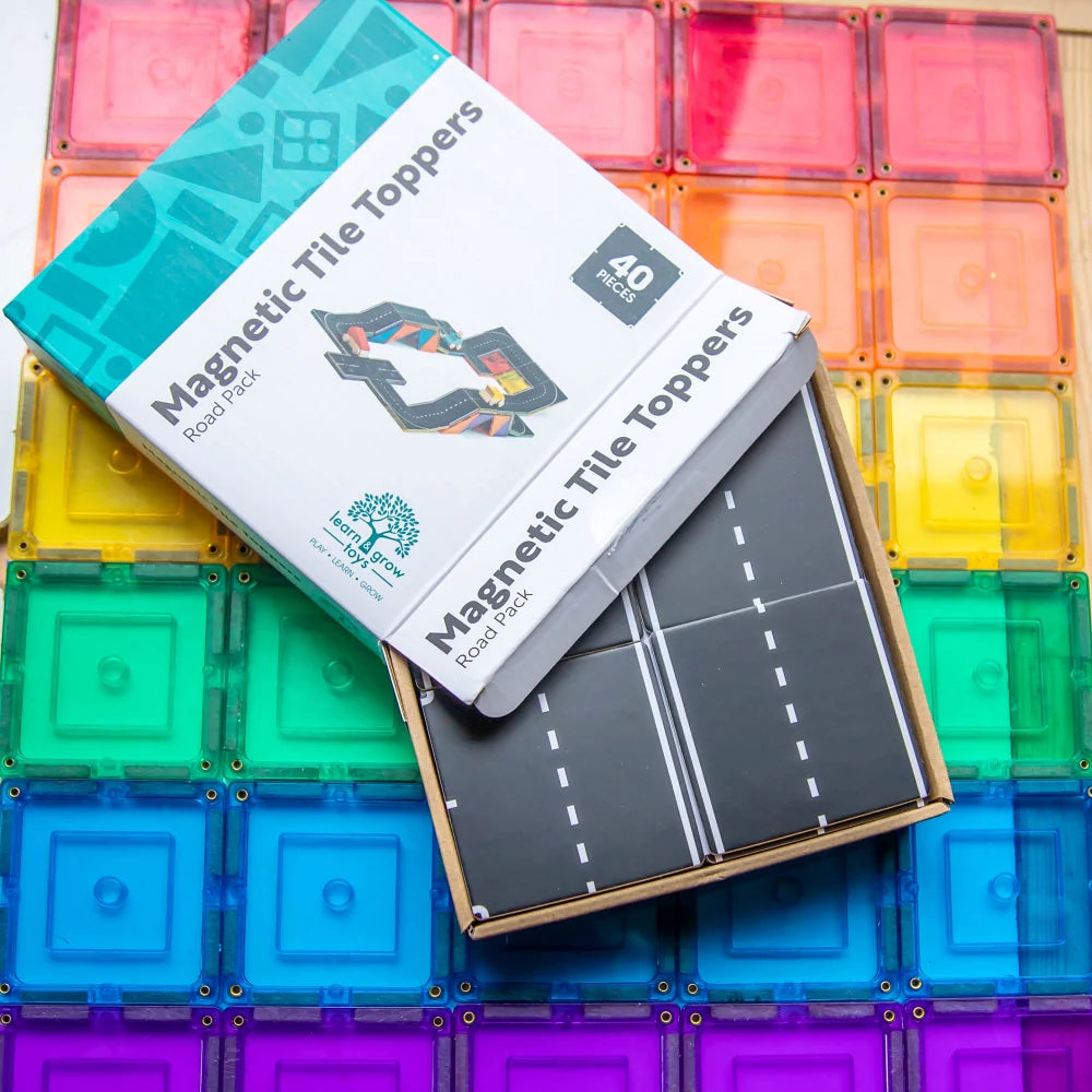 Learn &amp; Grow Magnetic Tile Toppers - Road Pack (40 Pieces)