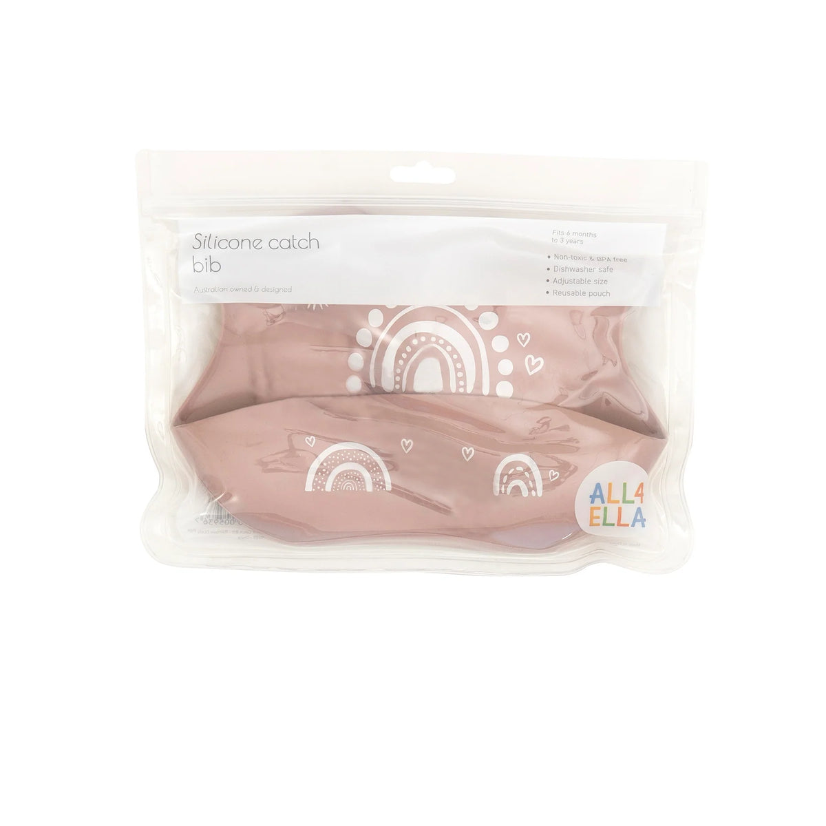 All4Ella Silicone Catch Bib - Rainbow Dust Pink