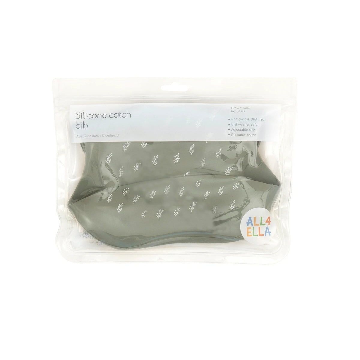All4Ella Silicone Catch Bib - Olive