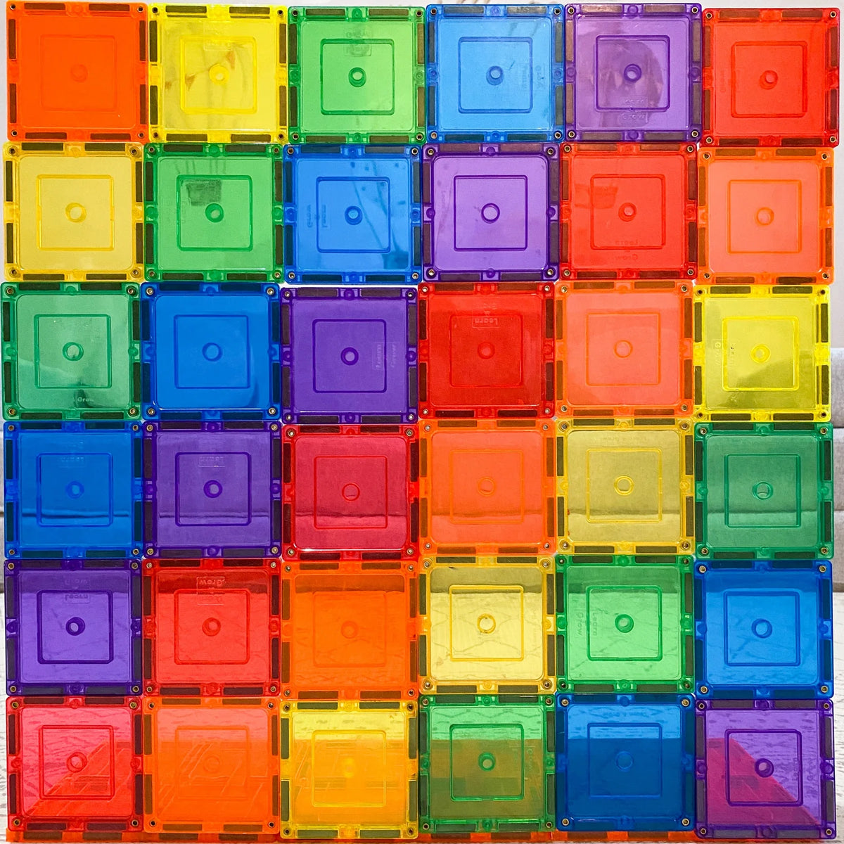 Learn &amp; Grow Magnetic Tiles - Small Square Pack (36 Pieces)