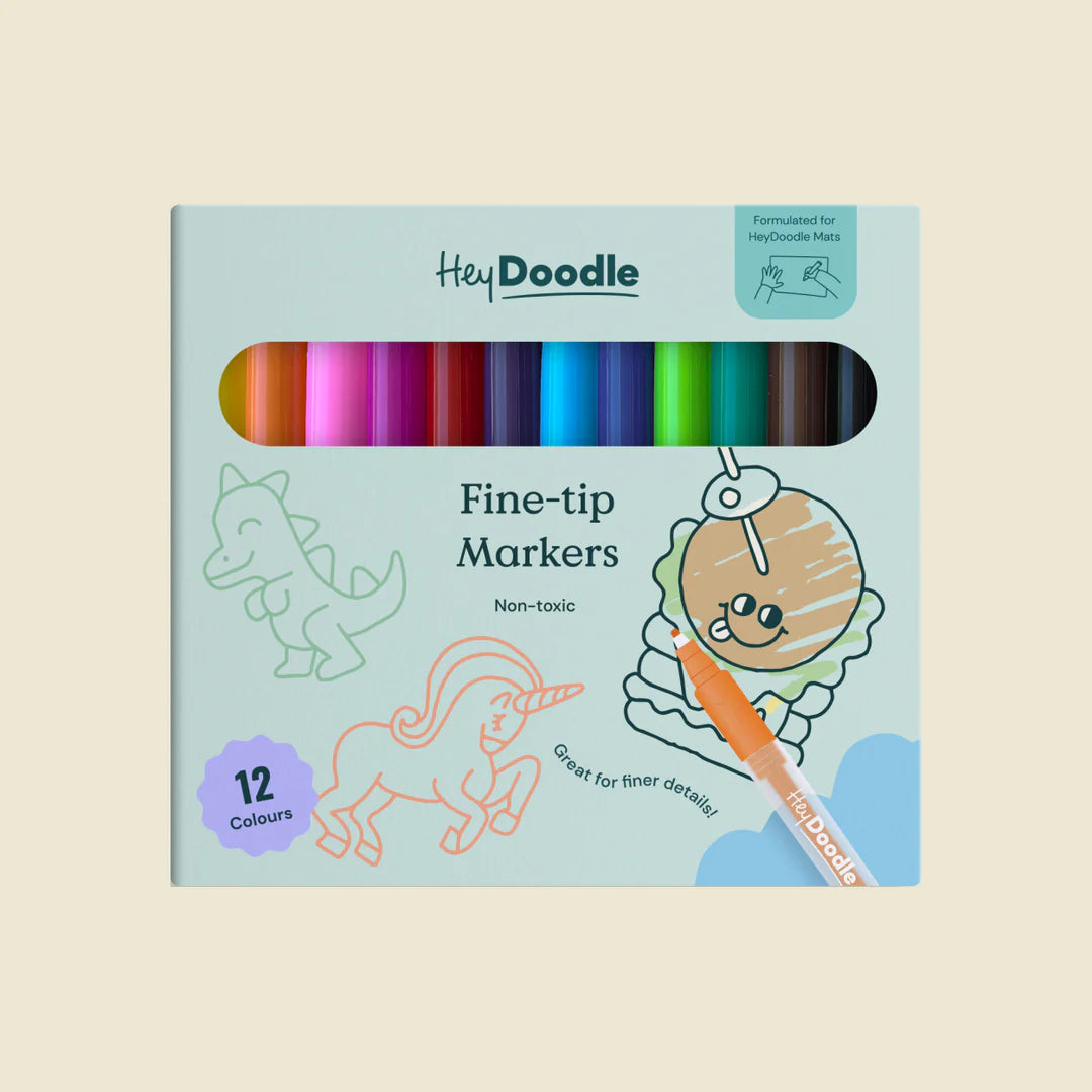 HeyDoodle - 12 Pack Fine Tip Markers
