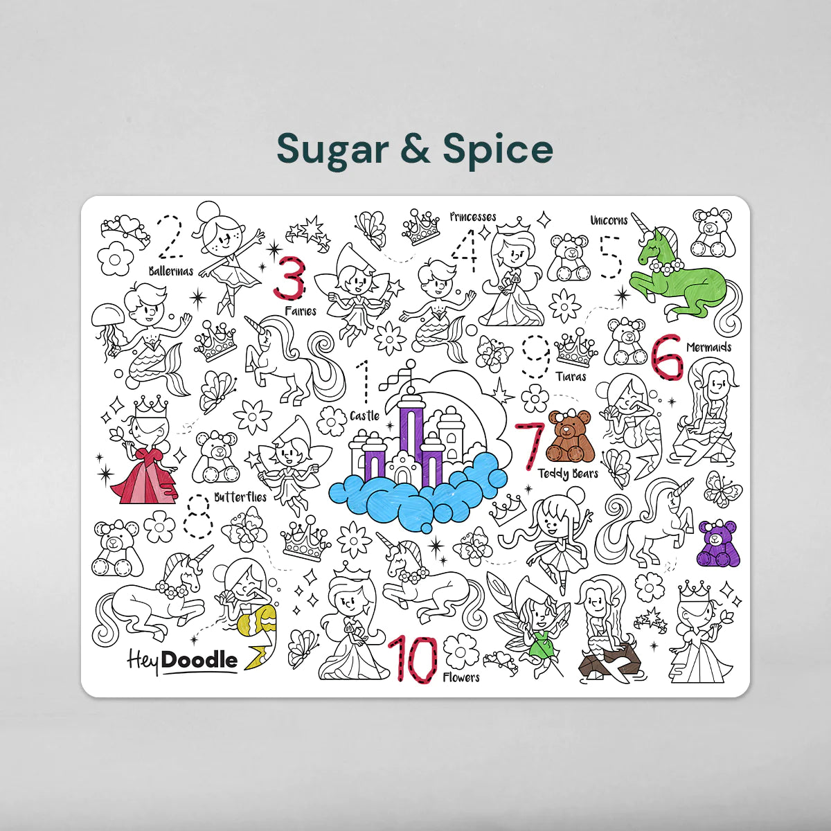 Heydoodle sugar and spice reusable silicone colouring mat and pens