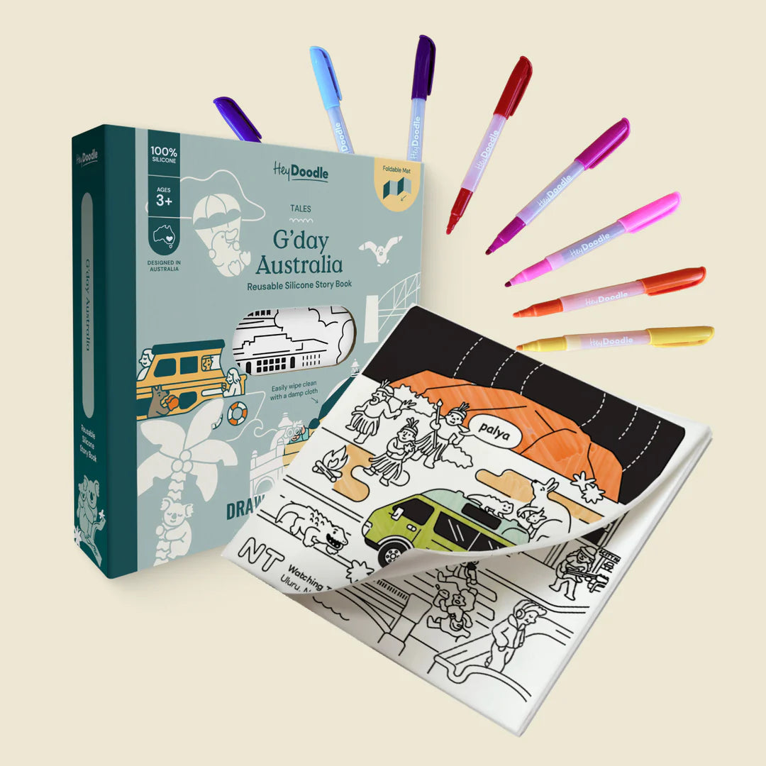 HeyDoodle G&#39;day Australia Reusable Colouring Book