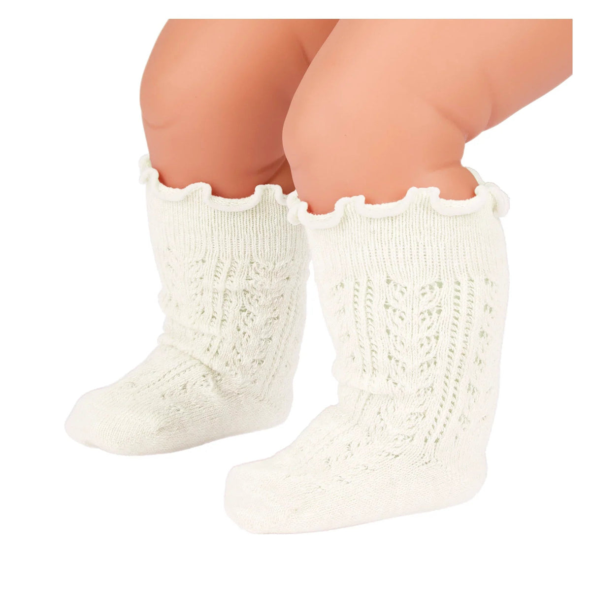 Toshi Organic Socks Knee Frilly Lace - Cream