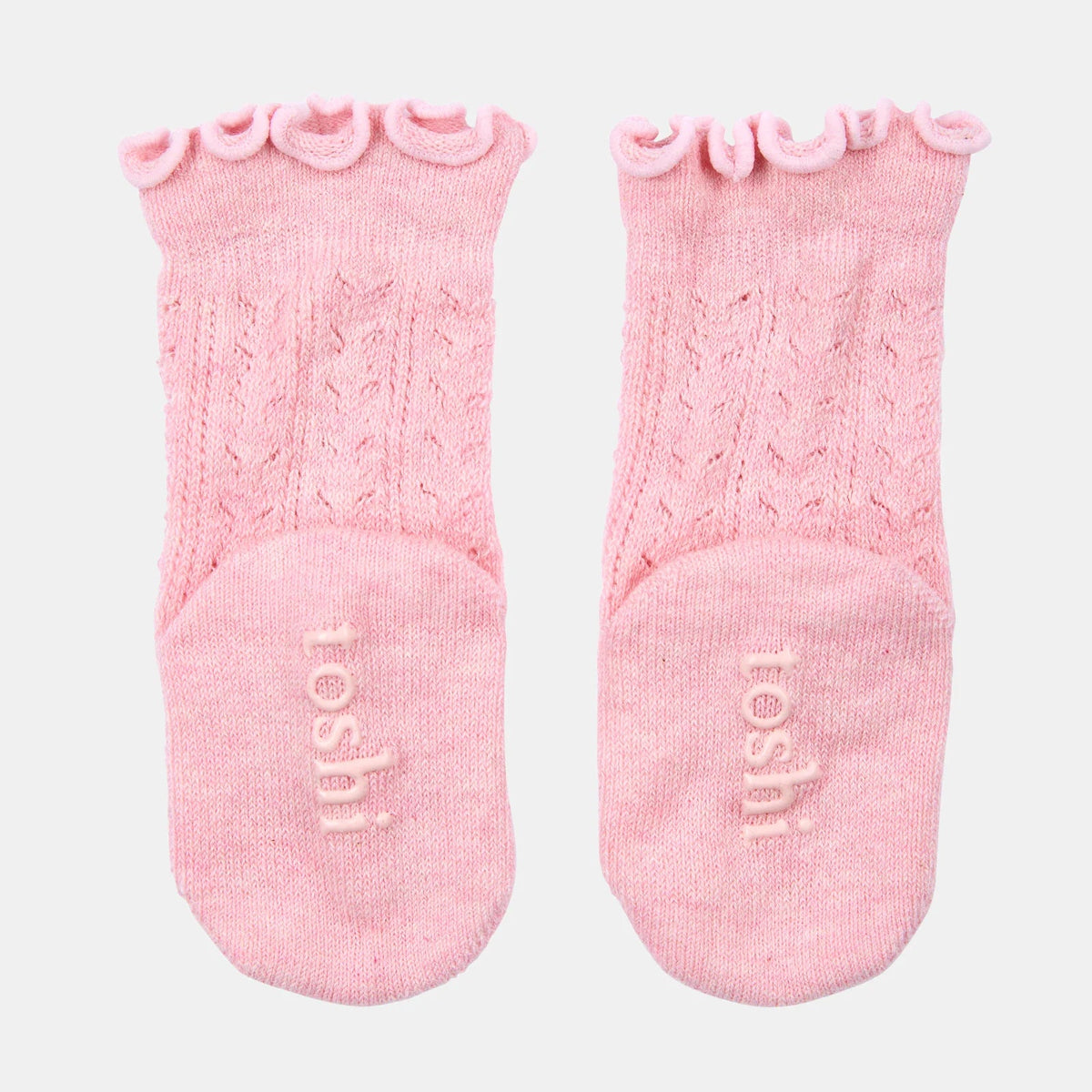 Toshi Organic Socks Knee Frilly Lace - Misty Rose