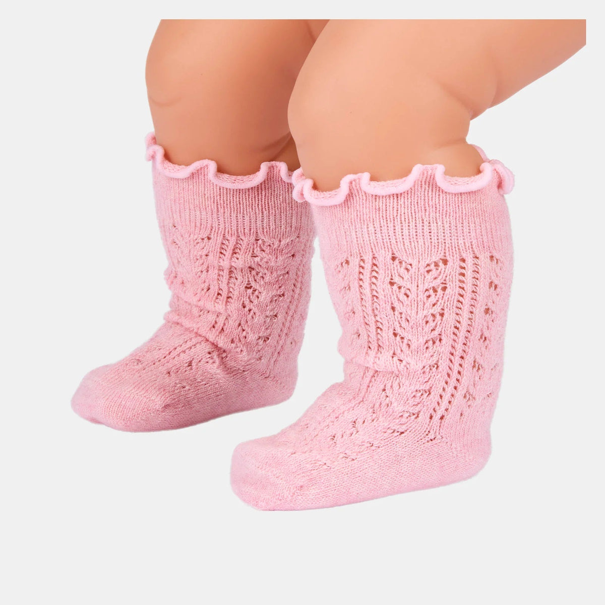 Toshi Organic Socks Knee Frilly Lace - Misty Rose