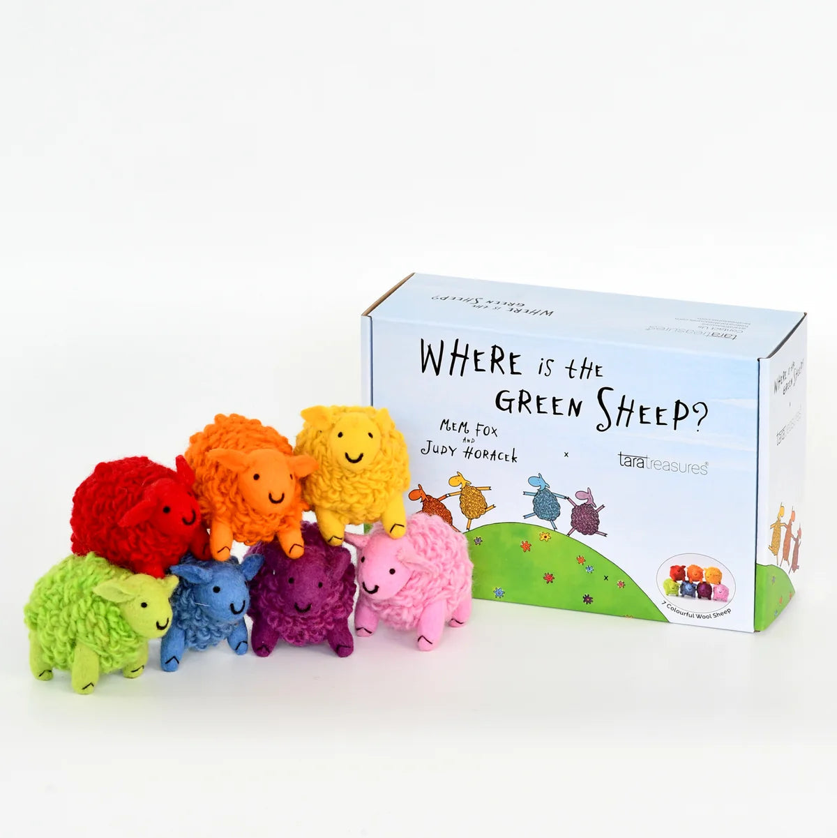 Tara Treasures Where Is The Green Sheep? 7 Colourful Sheep Play Set