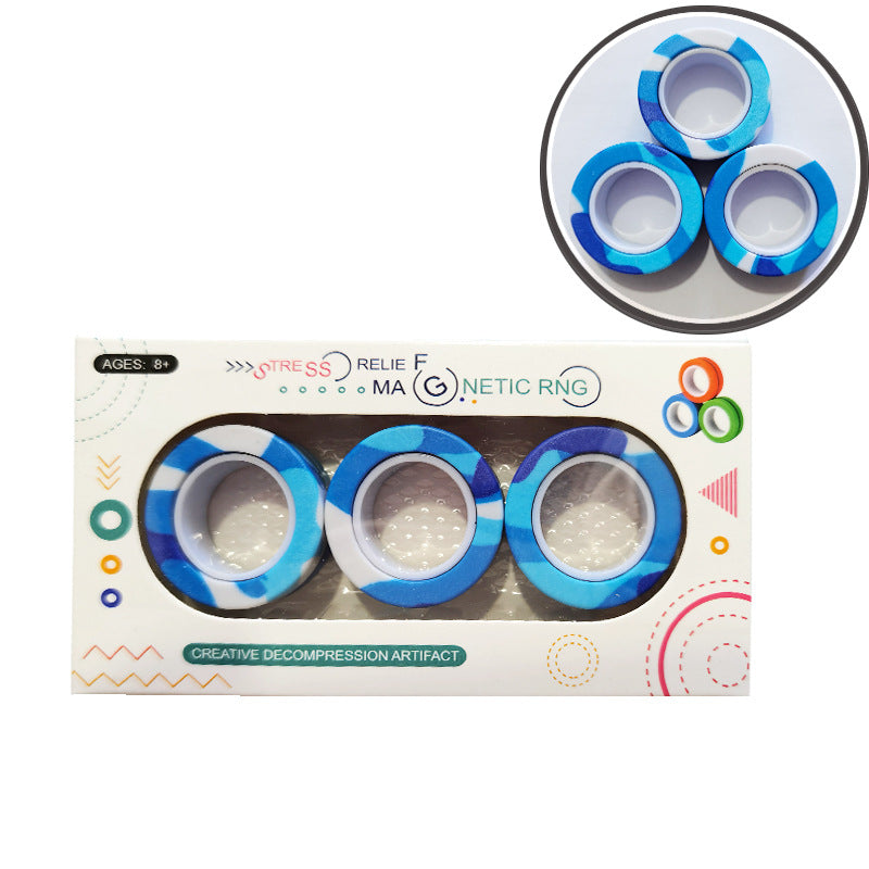 Magnetic Fidget Rings - Blue / White