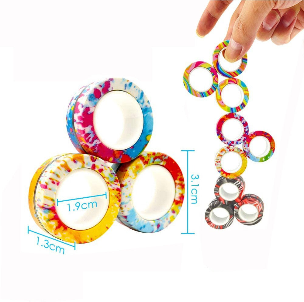 Magnetic Fidget Rings - Blue / White