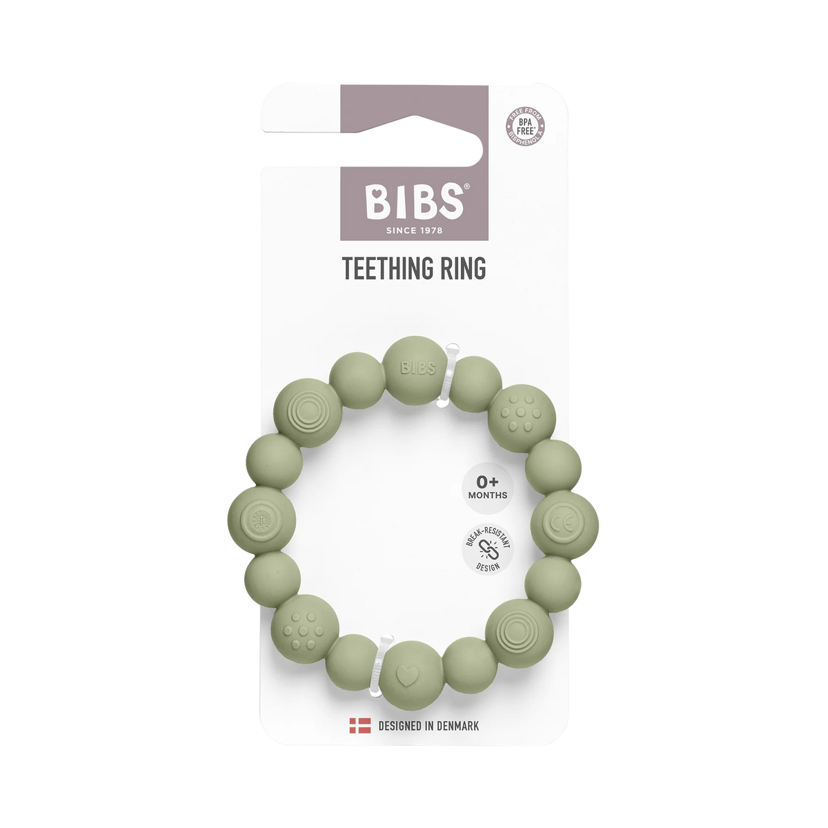 BIBS Teething Ring Beaded - Sage