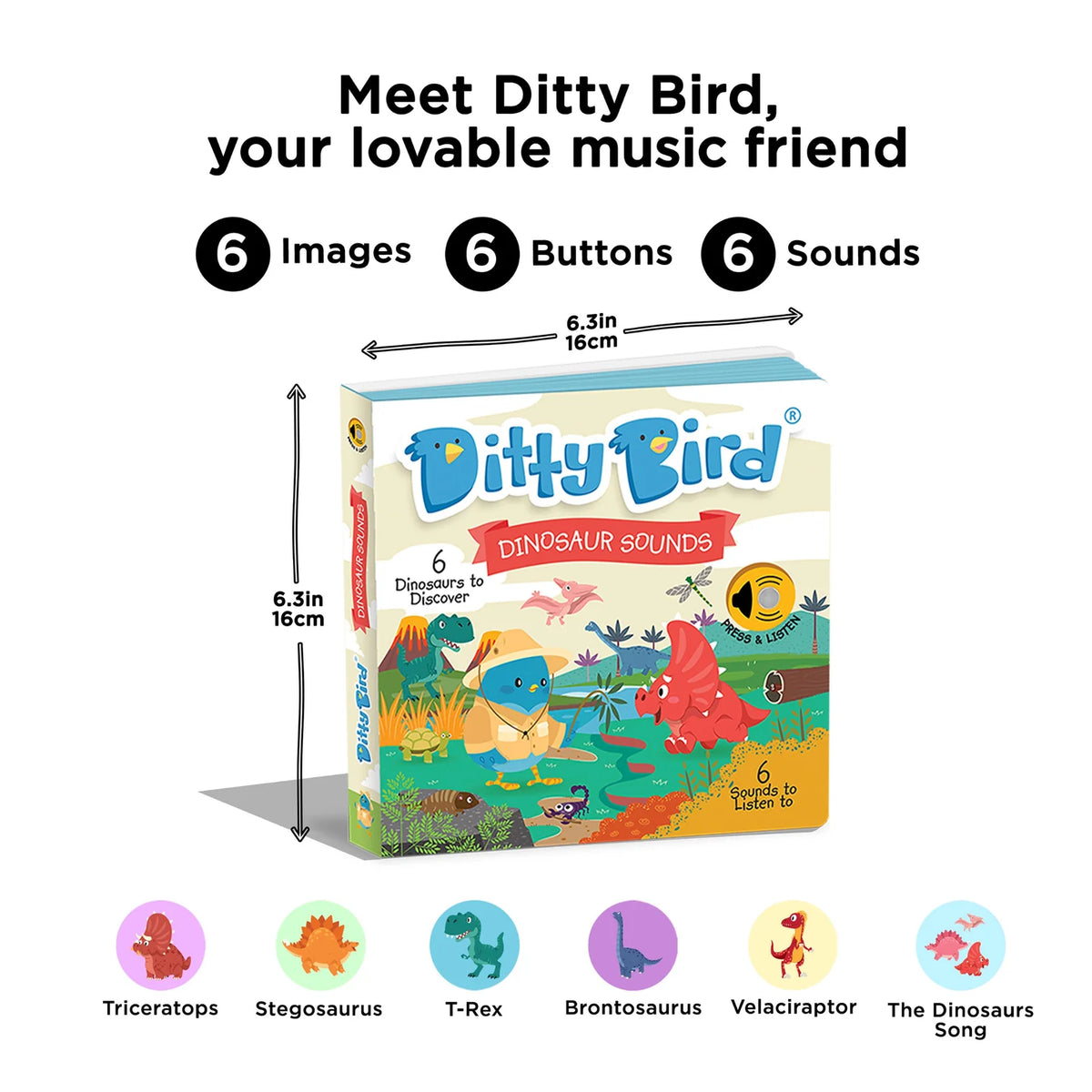Ditty Bird Rechargeable Sound Book - Dinosaur Sounds