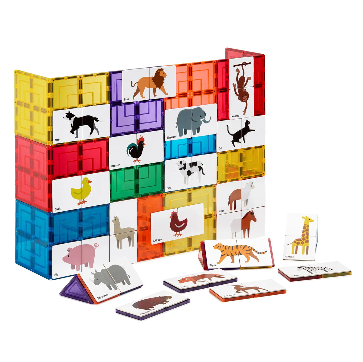 Learn &amp; Grow Magnetic Tile Toppers - Animal Duo Puzzle Pack (40 Pieces)