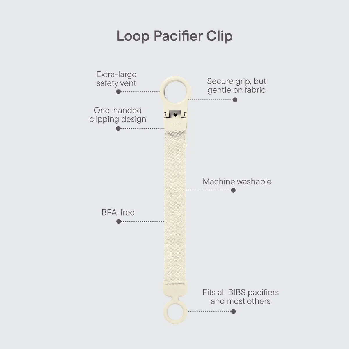 BIBS Pacifier Clip Loop - Blush