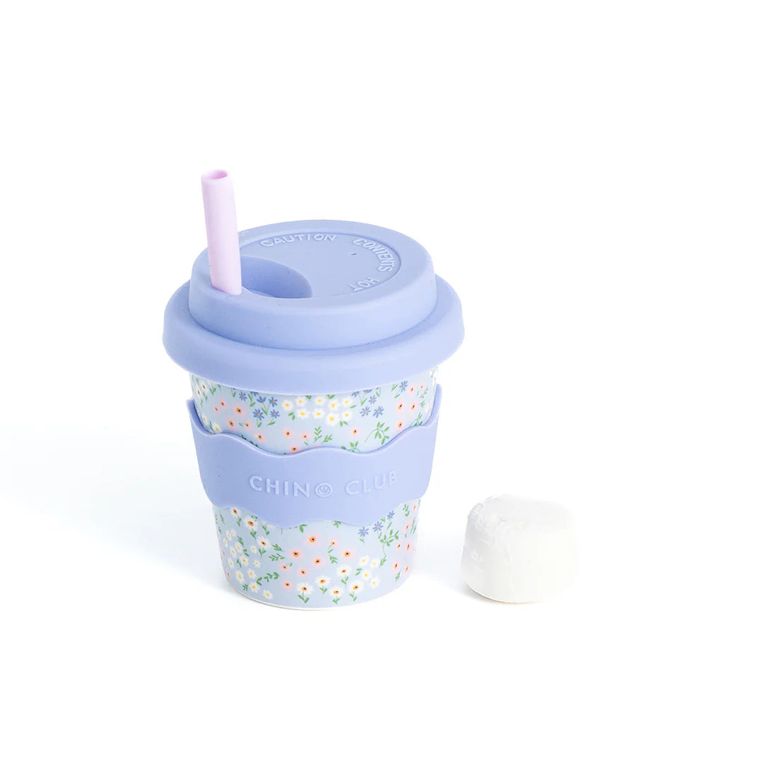 Chino Club Reusable Bamboo 120ml Cup - Blue Floral