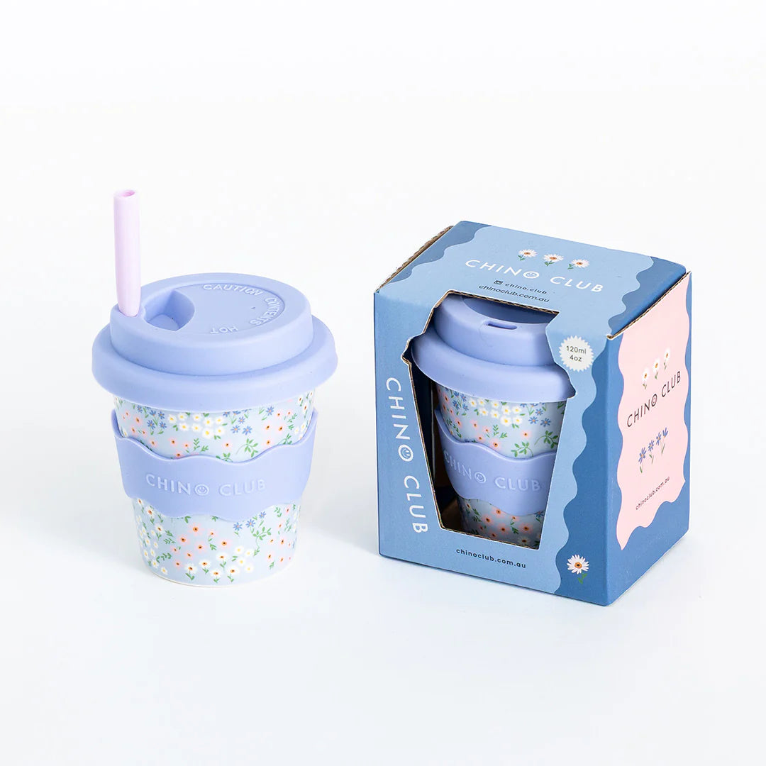 Chino Club Reusable Bamboo 120ml Cup - Blue Floral